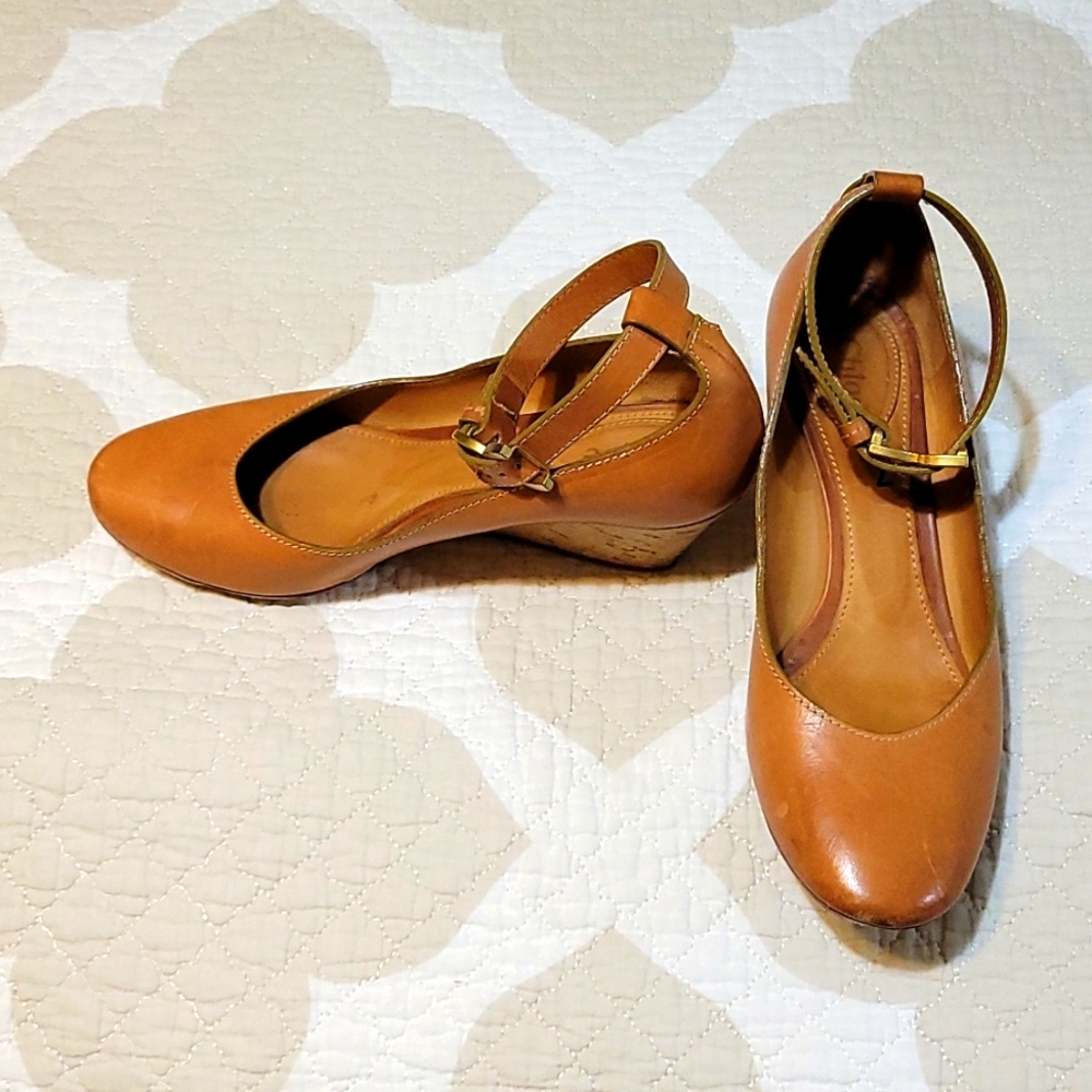 Chloe tan leather 7 kitten espadrilles